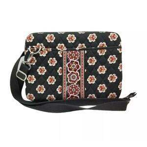 VERA BRADLEY Hard Shell Laptop Computer Case Black With Red Flowers 12in case